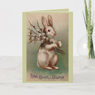 Festiva Tarjeta del conejito de pascua del vintage, saludo