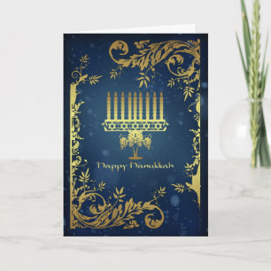 Festiva tarjeta del día de fiesta de Jánuca con el menorah