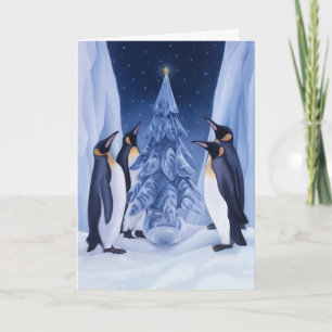 Festiva Tarjeta del día de fiesta de los pingüinos