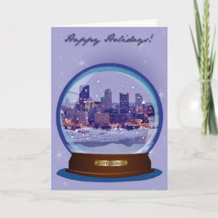 Festiva Tarjeta del día de fiesta de Pittsburgh Snowglobe