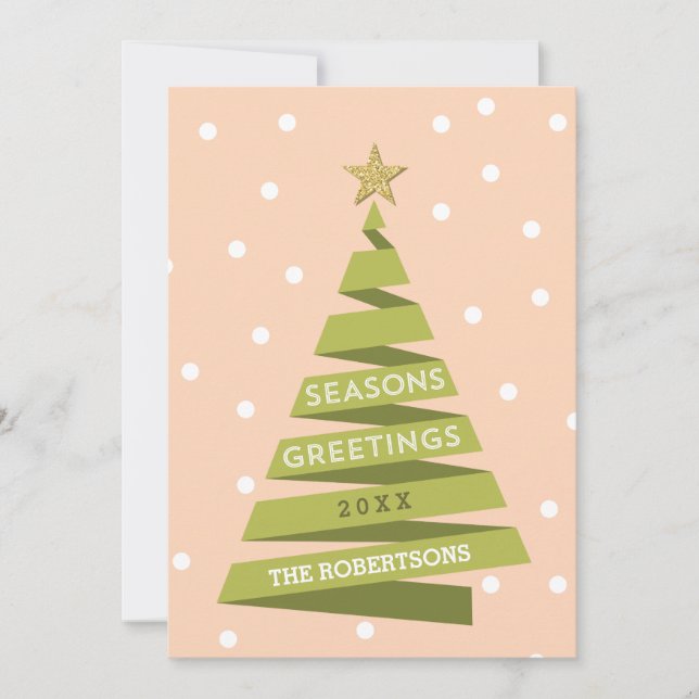 Festiva Tarjeta del día de fiesta del árbol de cinta (Anverso)