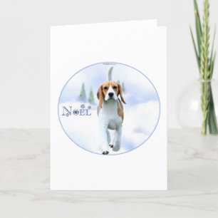 Festiva Tarjeta del día de fiesta del beagle de Noel