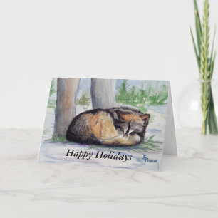 Festiva Tarjeta del día de fiesta del lobo en descanso