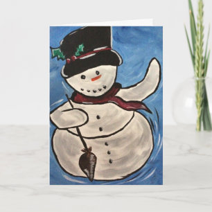 Festiva Tarjeta del día de fiesta del muñeco de nieve
