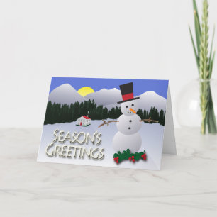 Festiva Tarjeta del día de fiesta del muñeco de nieve de