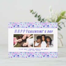 Tarjeta del Día de Galentine con Patrón de Flores 