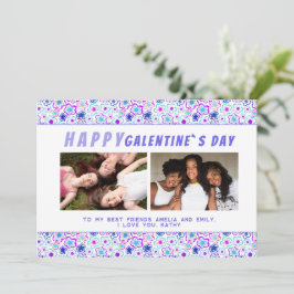 Festiva Tarjeta del Día de Galentine con Patrón de Flores 