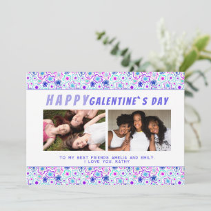 Festiva Tarjeta del Día de Galentine con Patrón de Flores 