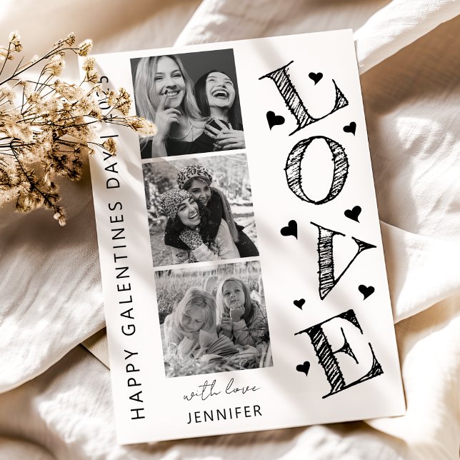 Festiva Tarjeta del día de Galentines con 3 fotos de Amor  (Subido por el creador)