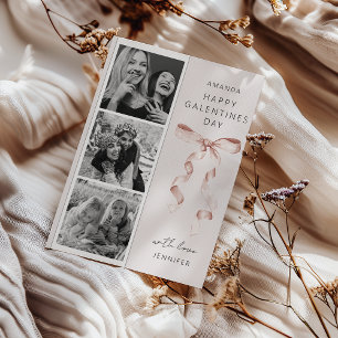 Festiva Tarjeta del día de Galentines con lazo moderno 3 f