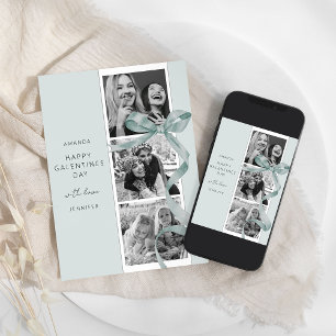 Festiva Tarjeta del día de Galentines con lazo verde elega