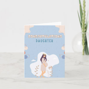 Festiva Tarjeta del Día de la Madre Azul para Hija Embaraz