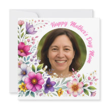 Tarjeta del Día de la Madre con diseño floral y fo
