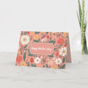 Festiva Tarjeta del Día de la Madre con Estampado Floral