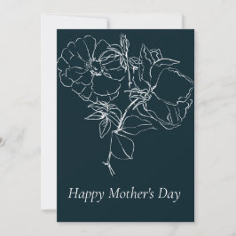 Festiva Tarjeta del Día de la Madre con Florales de Boceto