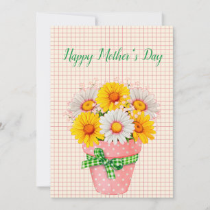 Festiva Tarjeta del Día de la Madre con flores de maceta d