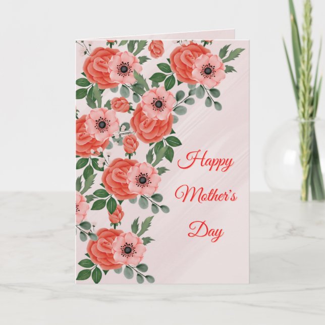 Festiva Tarjeta del Día de la Madre con Flores Paster (Tex (Anverso)