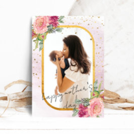 Festiva Tarjeta del Día de la Madre con marco floral