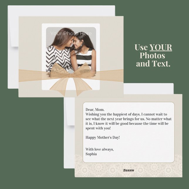 Festiva Tarjeta del día de la madre con mensaje del Person (Your own photo and text custom message Mother's Day card for mom, grandma, mother-in-law. )