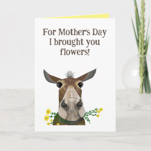 Festiva Tarjeta del día de la madre con mula y flores mull