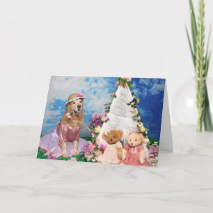 Festiva Tarjeta del Día de la Madre con Perro de Agua y Os