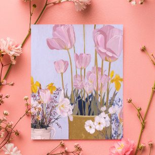 Festiva Tarjeta del Día de la Madre con tulipanes en acuar