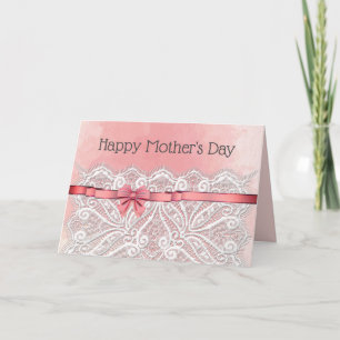 Festiva Tarjeta del Día de la Madre de bonito con Doily