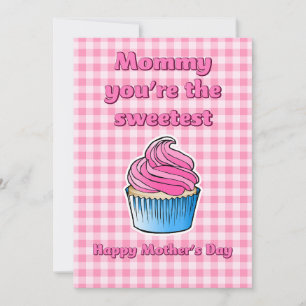 Festiva Tarjeta del Día de la Madre de Cupcake Rosa Dulce