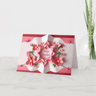 Festiva Tarjeta del Día de la Madre de Flores de Origami (