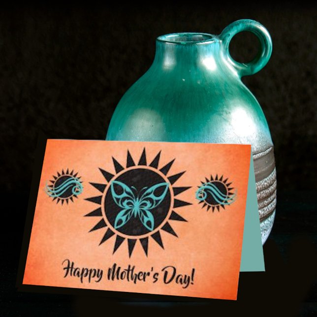 Festiva Tarjeta del día de la madre de la mariposa turques (Subido por el creador)