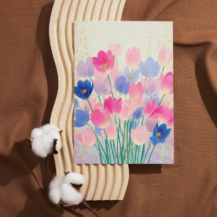 Festiva Tarjeta del Día de la Madre de tulipanes en acuare