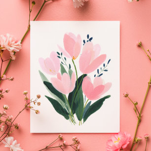 Festiva Tarjeta del Día de la Madre de Tulipanes en Acuare