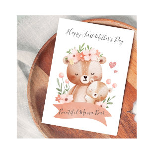 Festiva Tarjeta del Día de la Madre Nature Mama Bear Baby