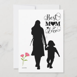 Festiva Tarjeta del Día de la Madre negra blanca rosa