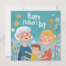 Tarjeta del Día de la Madre para tres generaciones