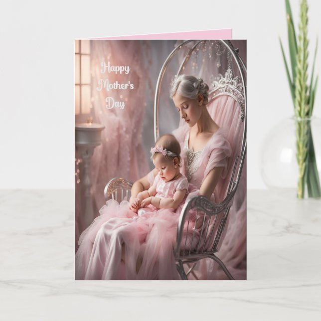 Festiva Tarjeta del Día de la Madre Primera Niña (Anverso)