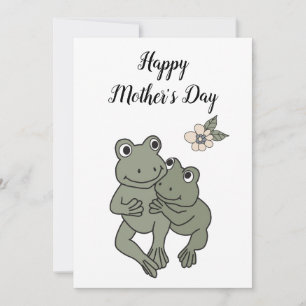Festiva Tarjeta del Día de la Madre Rana Mamá y bebé