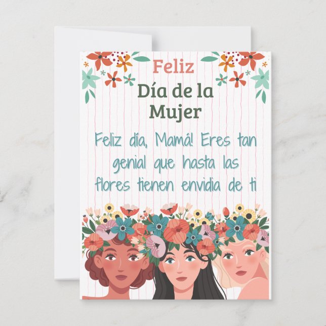 Festiva Tarjeta del Día de la Mujer Feliz para Mamá Españo (Anverso)