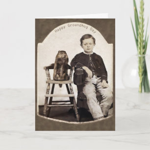 Festiva Tarjeta del Día de la Vintage Groundhog