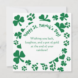 Festiva Tarjeta del Día de San Patricio de Lucky Paws patr