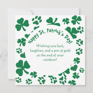 Festiva Tarjeta del Día de San Patricio de Lucky Paws patr