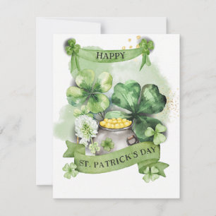 Festiva Tarjeta del Día de San Patricio Trebol Afortunado