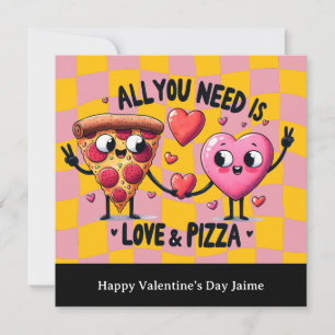 Festiva Tarjeta del Día de San Valentín con Amor a la Pizz