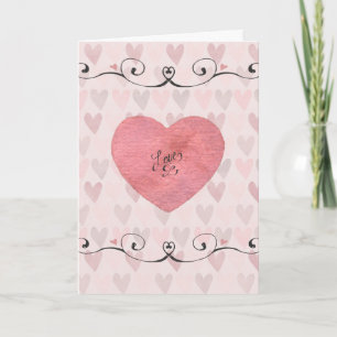 Festiva Tarjeta del Día de San Valentín con Corazones y Am