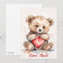 Tarjeta del Día de San Valentín con Oso y texto pe