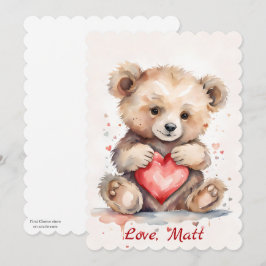 Festiva Tarjeta del Día de San Valentín con Oso y texto pe