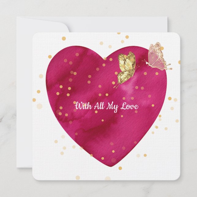 Festiva Tarjeta del Día de San Valentín Corazón Romántico  (Anverso)