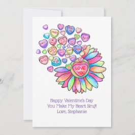 Festiva Tarjeta del Día de San Valentín Corazones de Caram