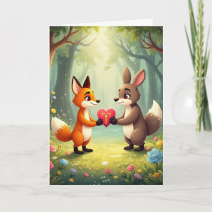 Festiva Tarjeta del Día de San Valentín de Animales Adorab