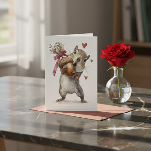 Festiva Tarjeta del Día de San Valentín de Ardilla Adorabl